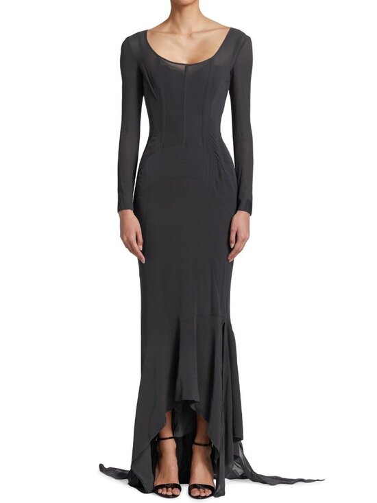 Dolce & Gabbana Dresses & Skirts - $5995 Dolce & Gabbana Women's Stretch Silk Gown Maxi Dress Grey Size 44 / US 8